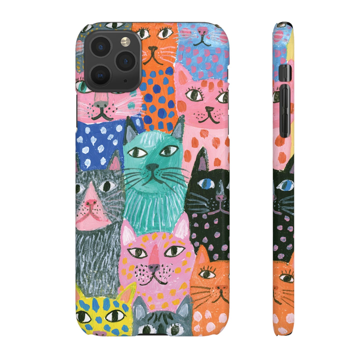 Colorful Cat Pattern Phone Case – Cute Multicolor Kitty Snap Case