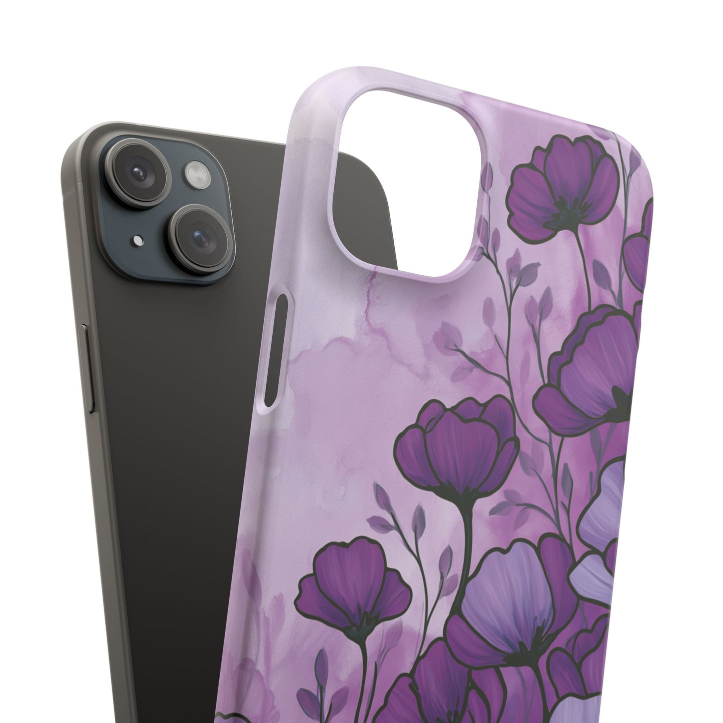 Purple Floral Phone Case – Violet Watercolor Poppy Snap Case