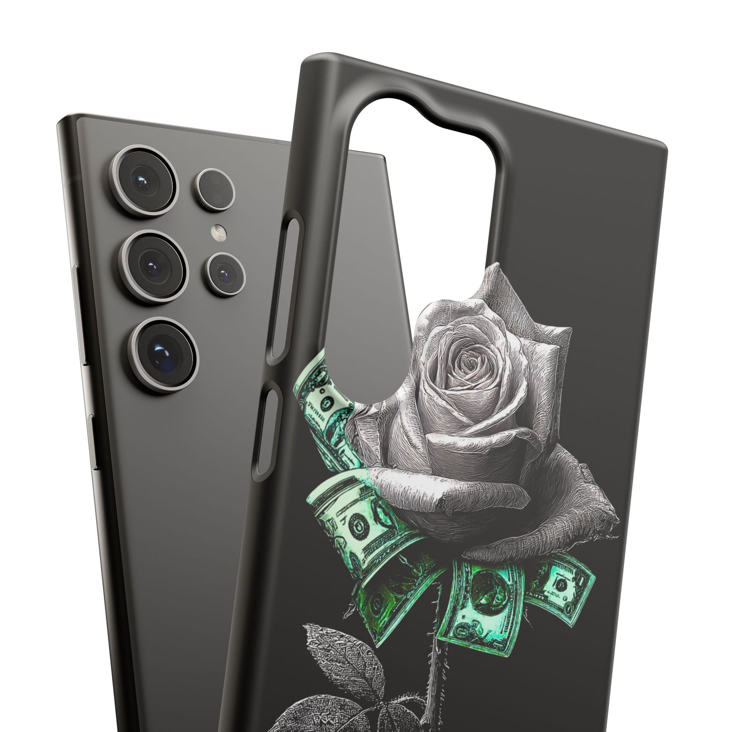 Stylish Rose & Money Snap Case - Floral Phone Protection, Trendy Gift for Him/Her, Birthday Present, Accessories for Teens