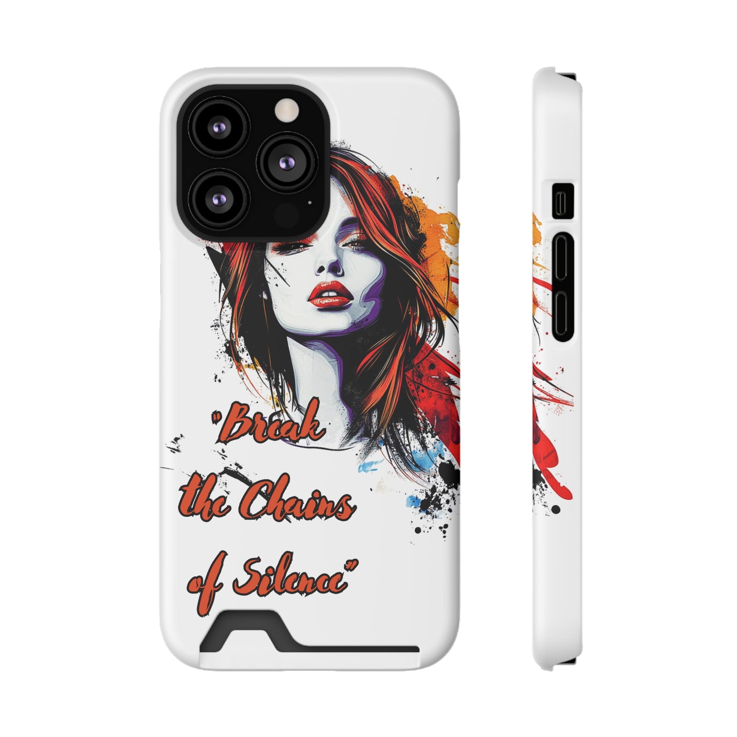 Artistic Phone Case With Card Holder for Empowerment | Break the Chains of Silence, Trendy Gift for Friends, Unique Phone Accessories, [...]