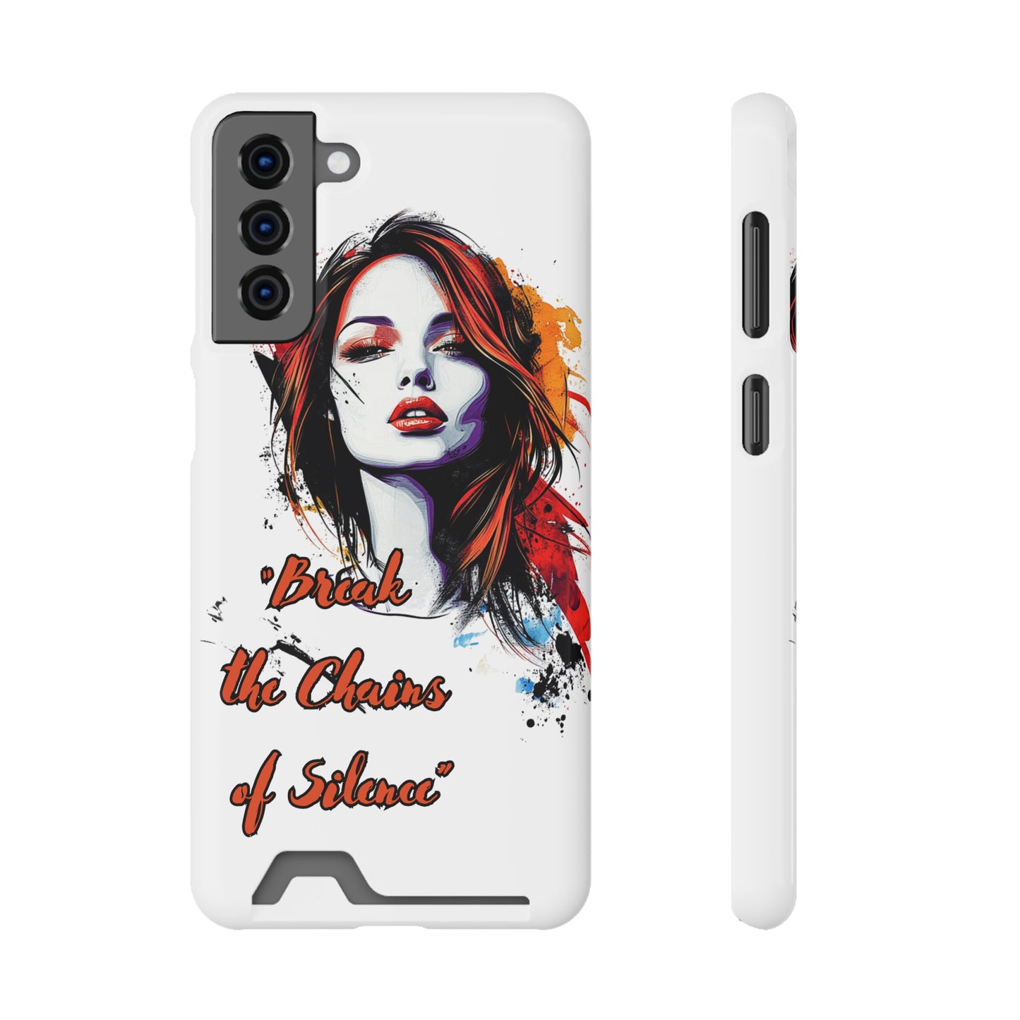 Artistic Phone Case With Card Holder for Empowerment | Break the Chains of Silence, Trendy Gift for Friends, Unique Phone Accessories, [...]