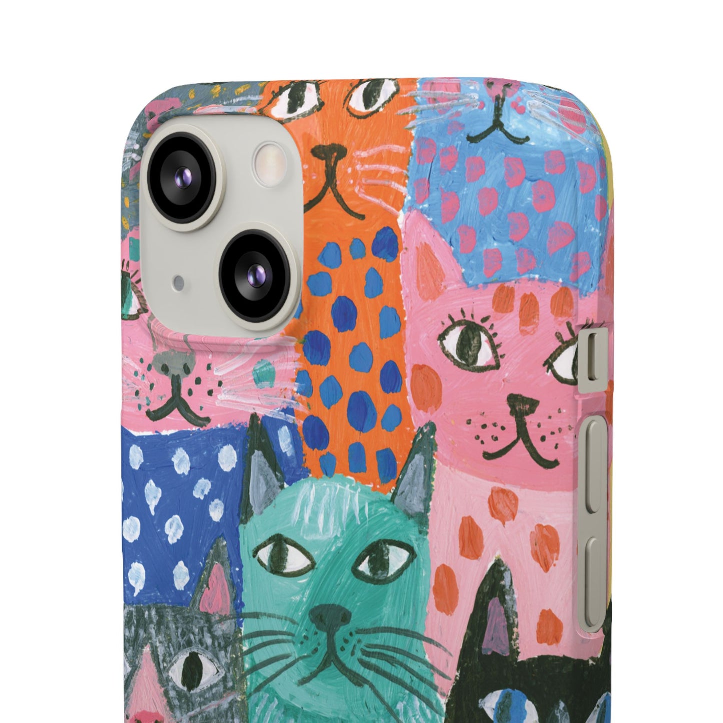 Colorful Cat Pattern Phone Case – Cute Multicolor Kitty Snap Case