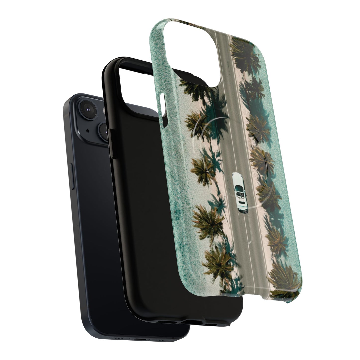 Palm Road Tough Magnetic Phone Case — Coastal Aerial Car Design