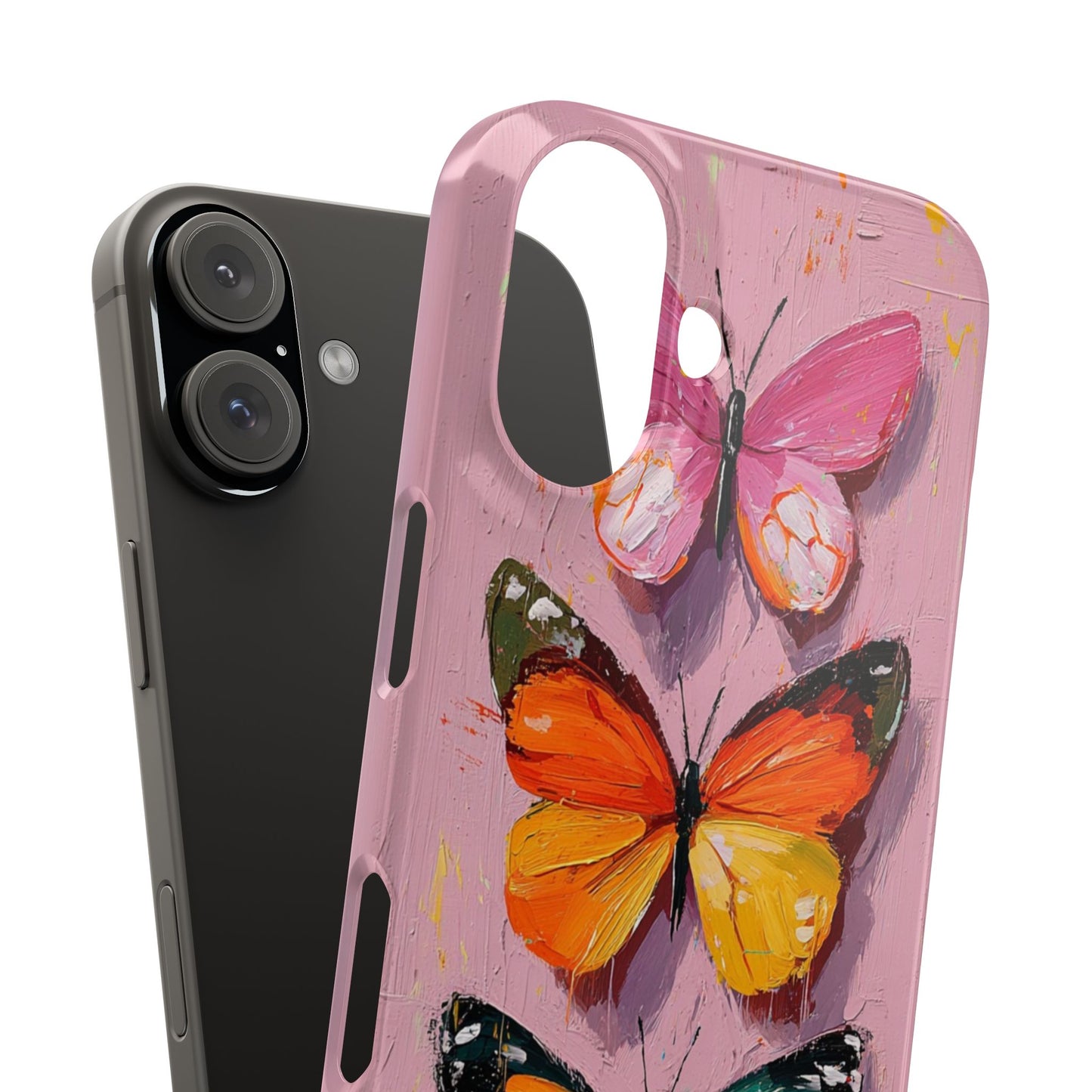 Pink Butterfly Snap Case Cover For iPhone and Samsung