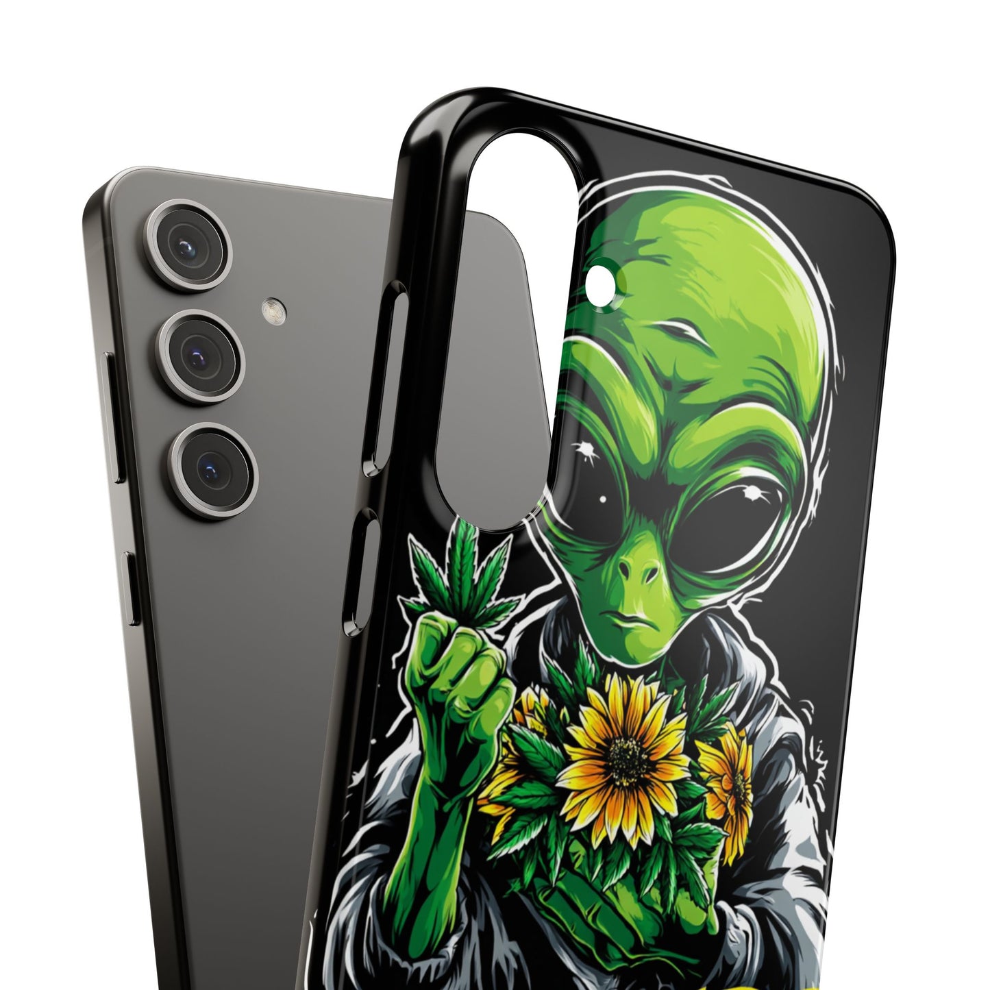 Alien Floral Snap Cases, Fun Phone Case, Gifts for Sci-Fi Lovers, Cute Alien Decor, Unique Tech Accessories