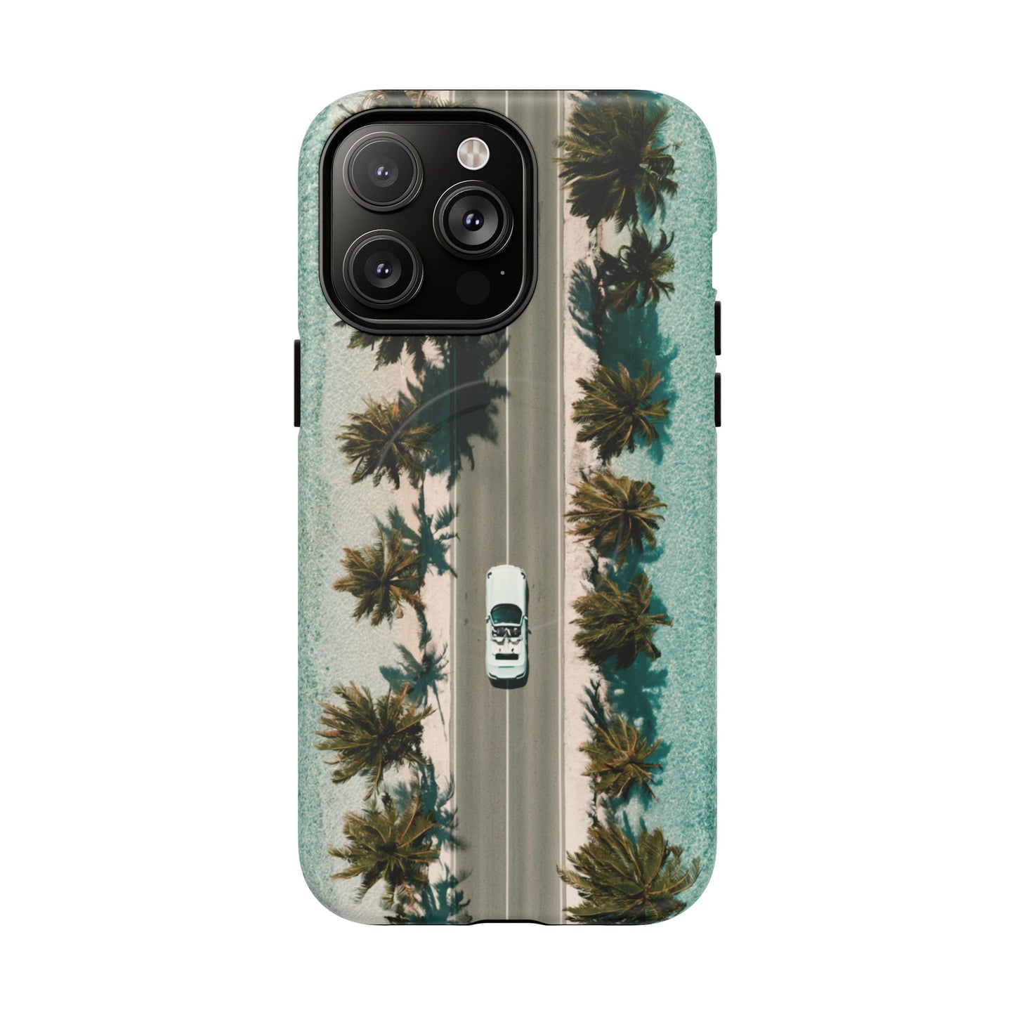 Palm Road Tough Magnetic Phone Case — Coastal Aerial Car Design