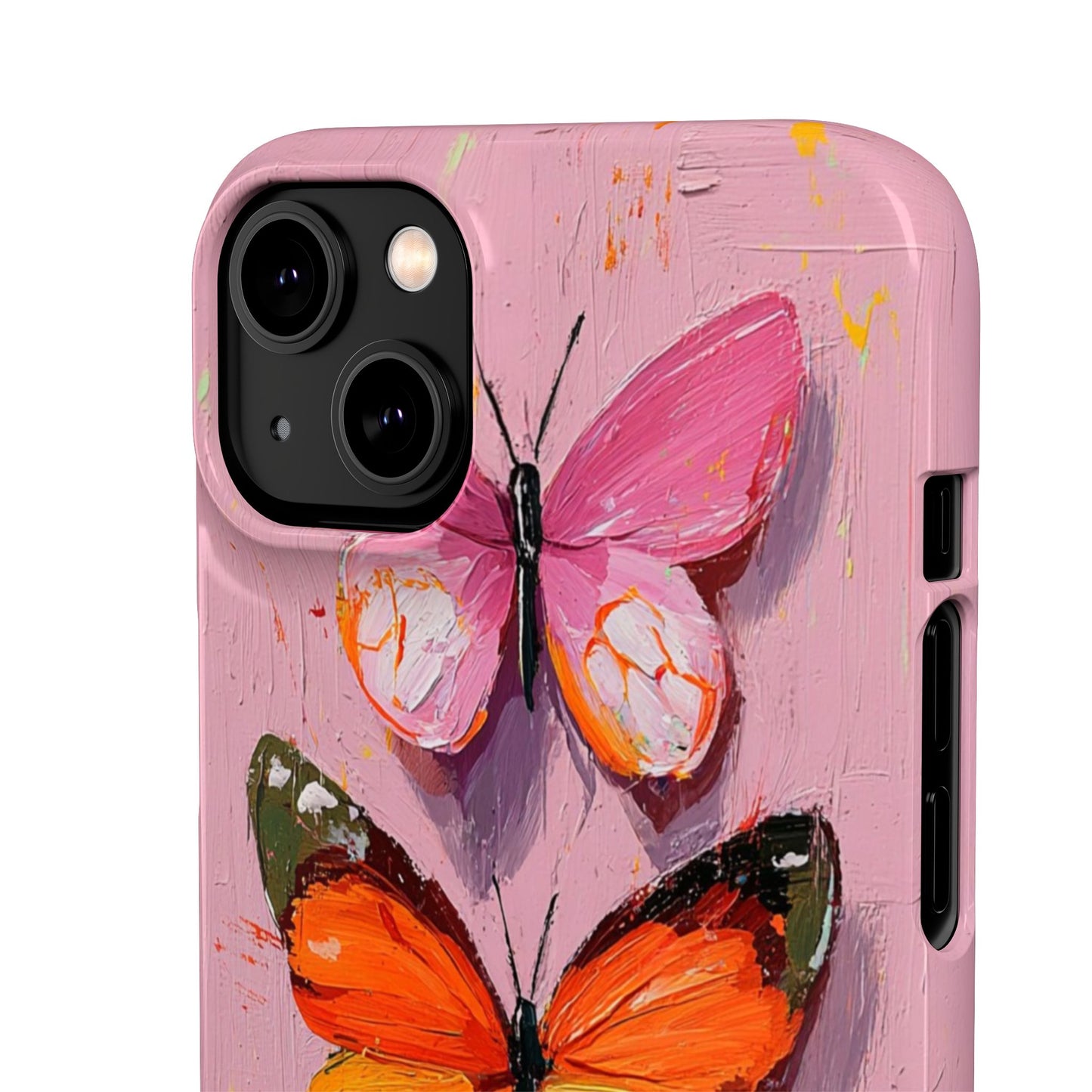 Pink Butterfly Snap Case Cover For iPhone and Samsung