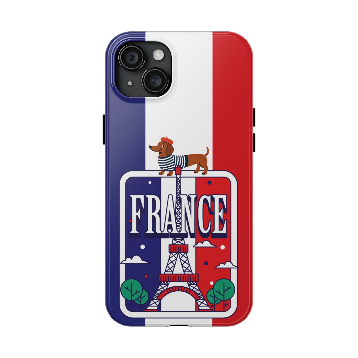 France Flag Dachshund Tough Phone Case — Eiffel Tower Travel Protective Cover