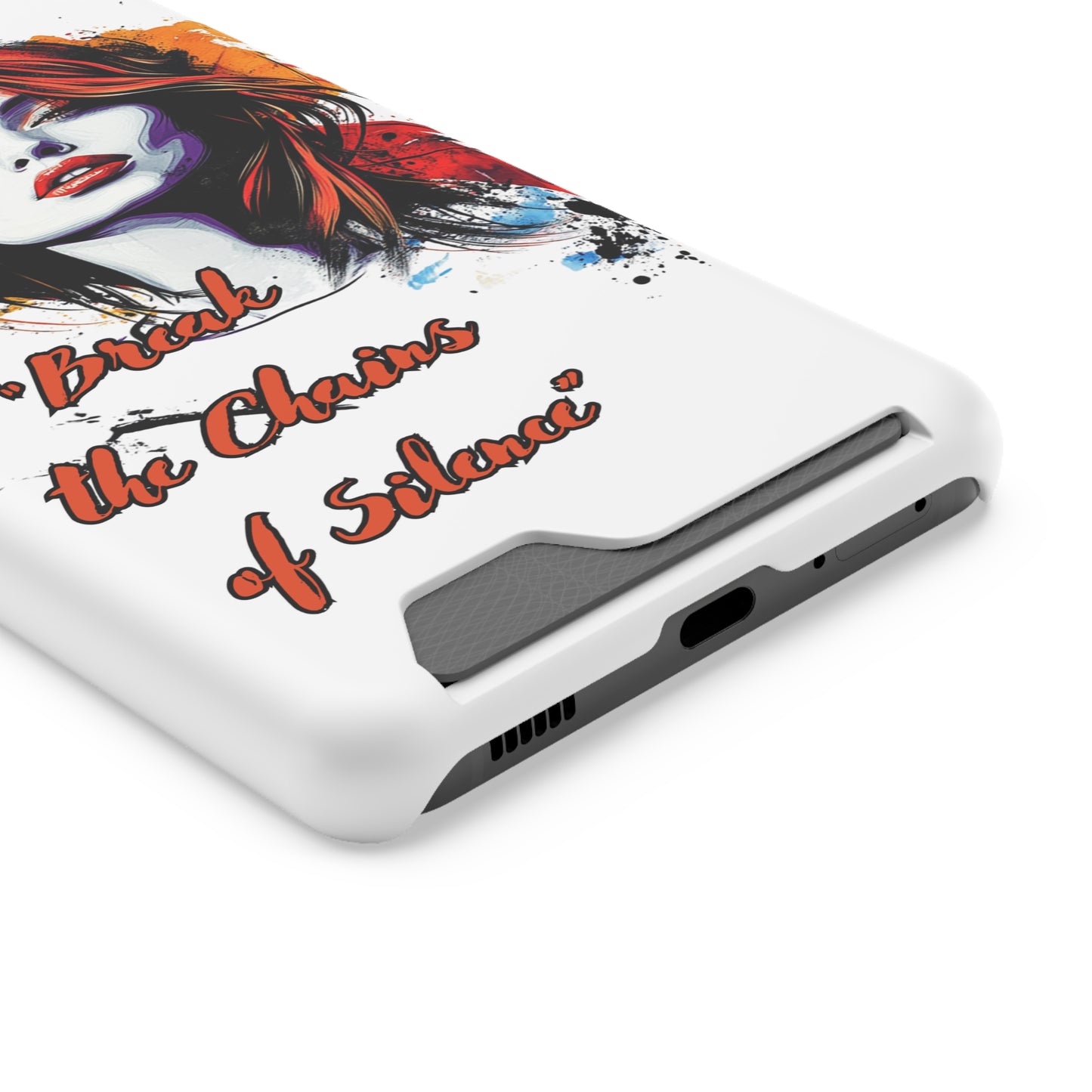 Artistic Phone Case With Card Holder for Empowerment | Break the Chains of Silence, Trendy Gift for Friends, Unique Phone Accessories, [...]
