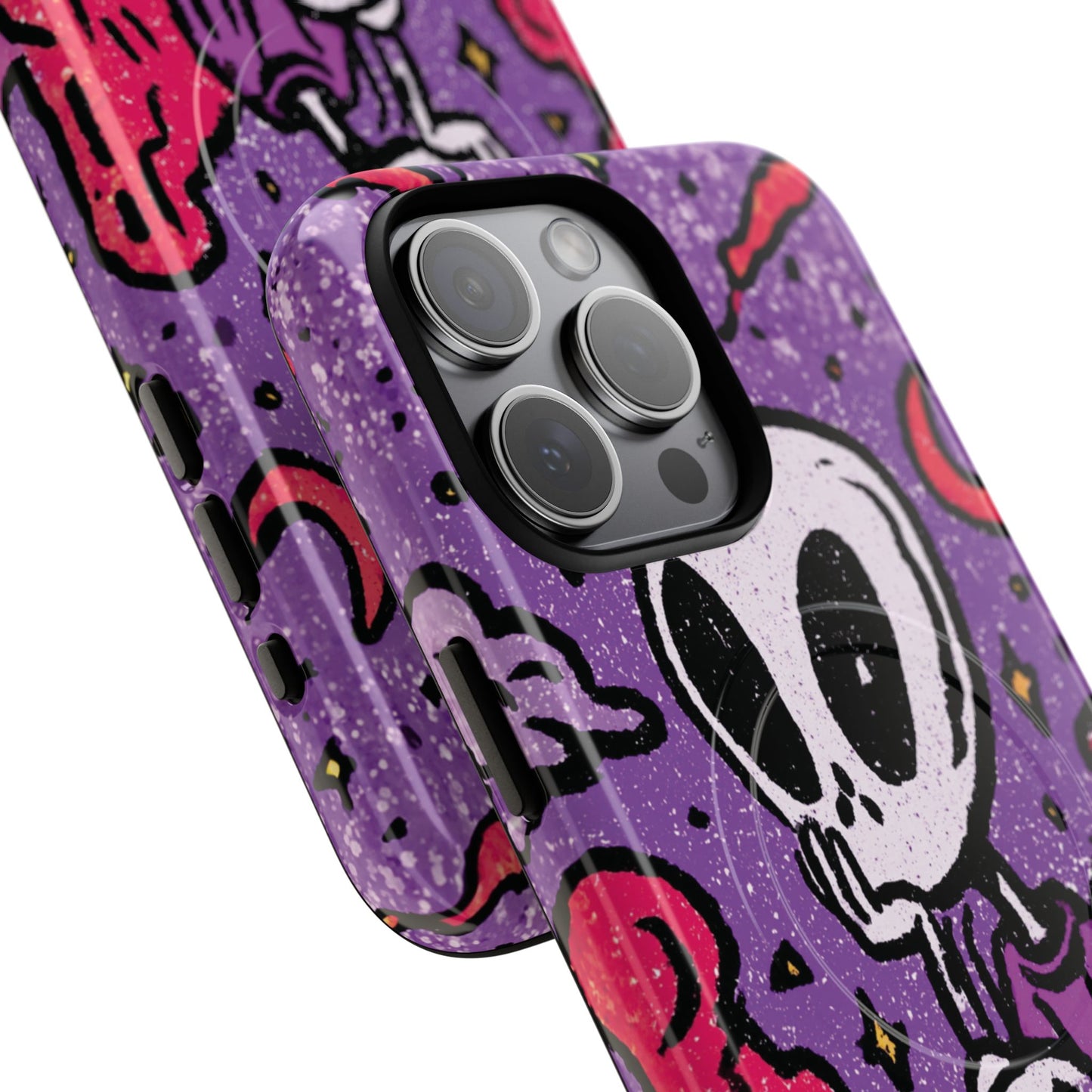 Alien Mushroom Phone Case — Cute Skeletal Space Illustration Tough Magnetic Case