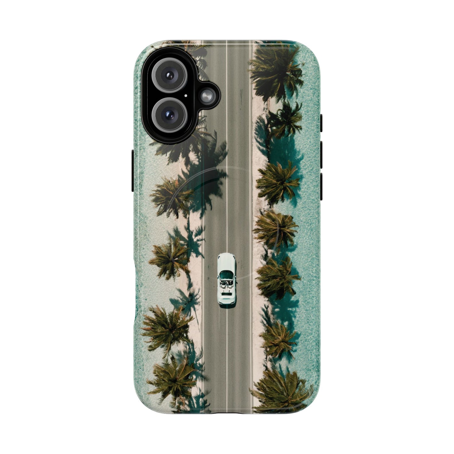 Palm Road Tough Magnetic Phone Case — Coastal Aerial Car Design