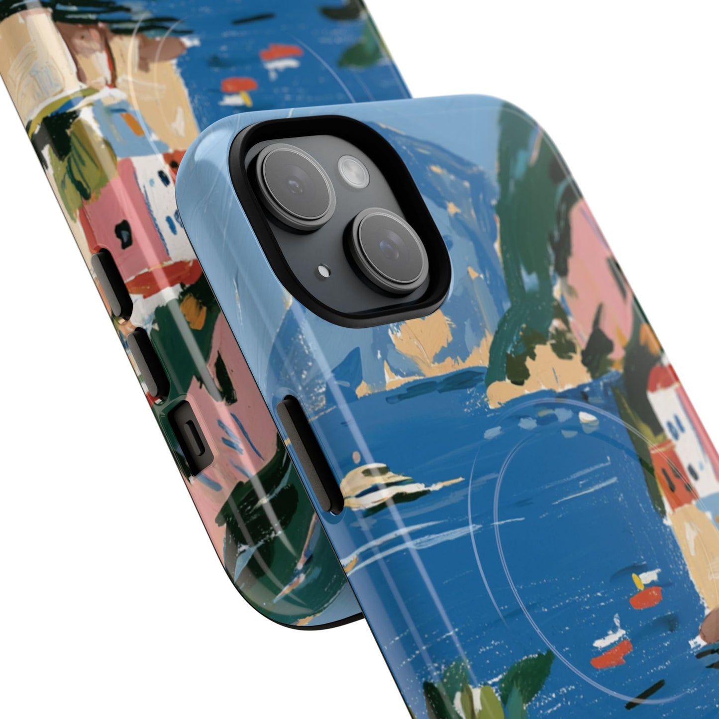 Mediterranean Seaside Phone Case — Painterly Lemon Coast Tough Magnetic Case