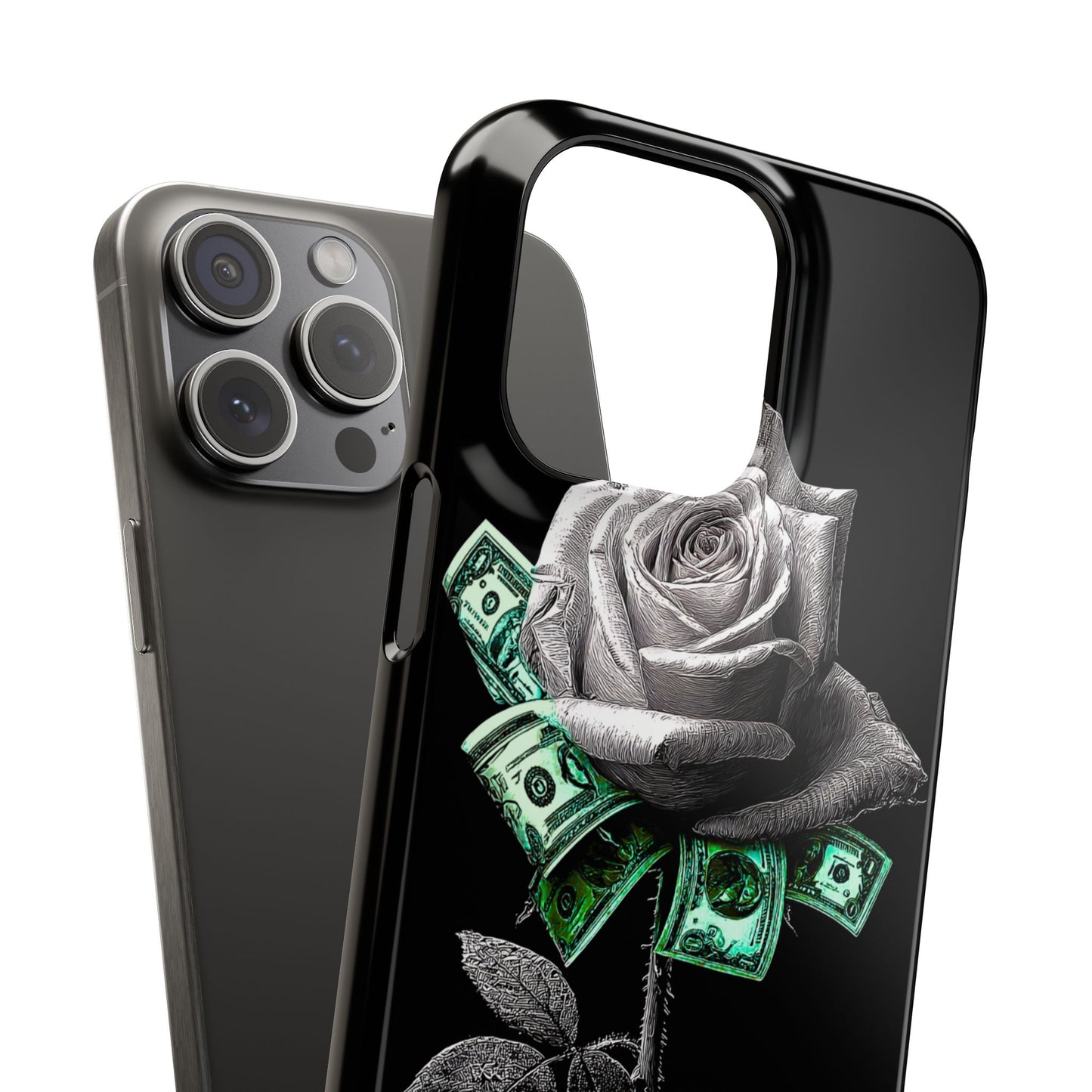 Stylish Rose & Money Snap Case - Floral Phone Protection, Trendy Gift for Him/Her, Birthday Present, Accessories for Teens