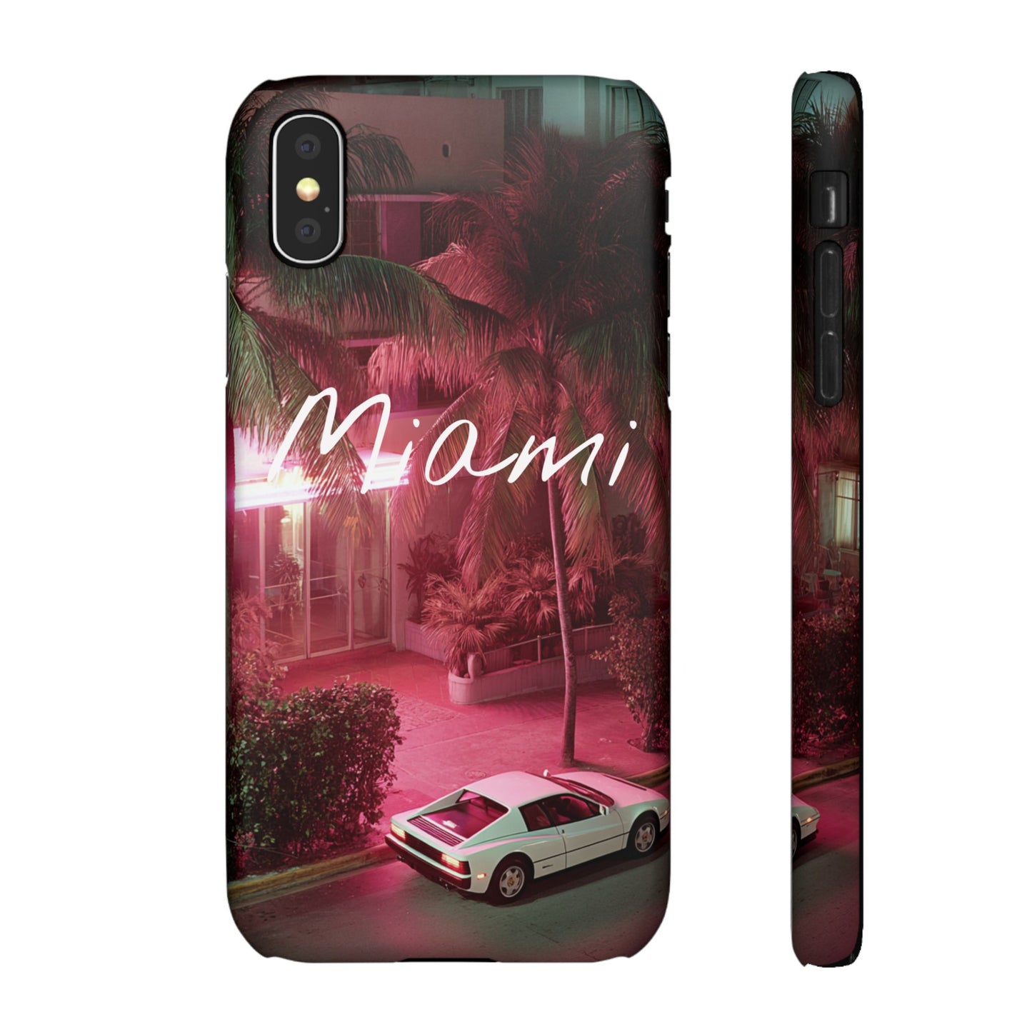 Miami Vibes Snap Case, Tropical Phone Cover, Summer Accessory, Gift for Travel Lovers, Neon Aesthetic, Beach-themed Tech