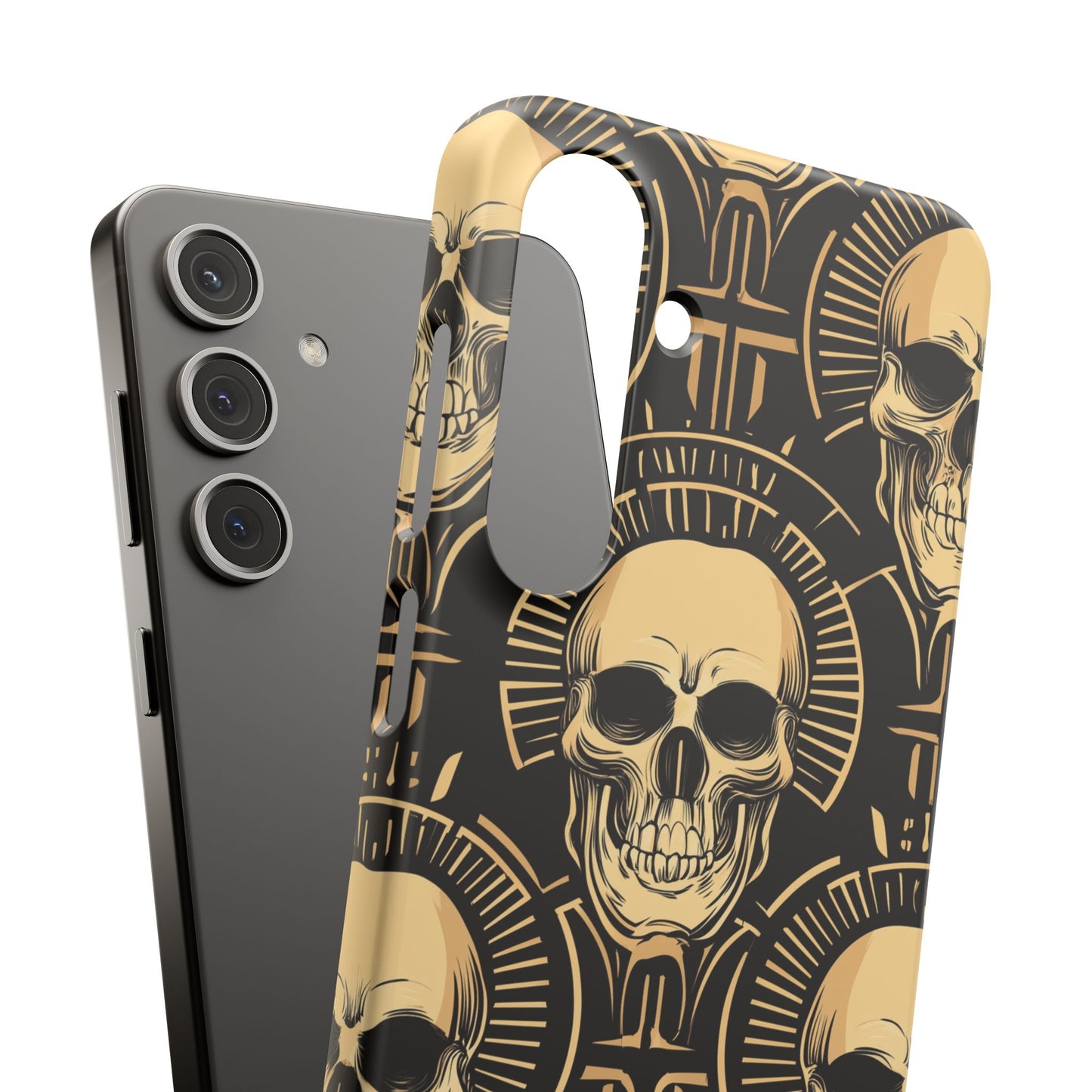 Skull Print Snap Case, Edgy Phone Cover for Goth Lovers, Protective Shell for Halloween, Unique Gift for Him or Her