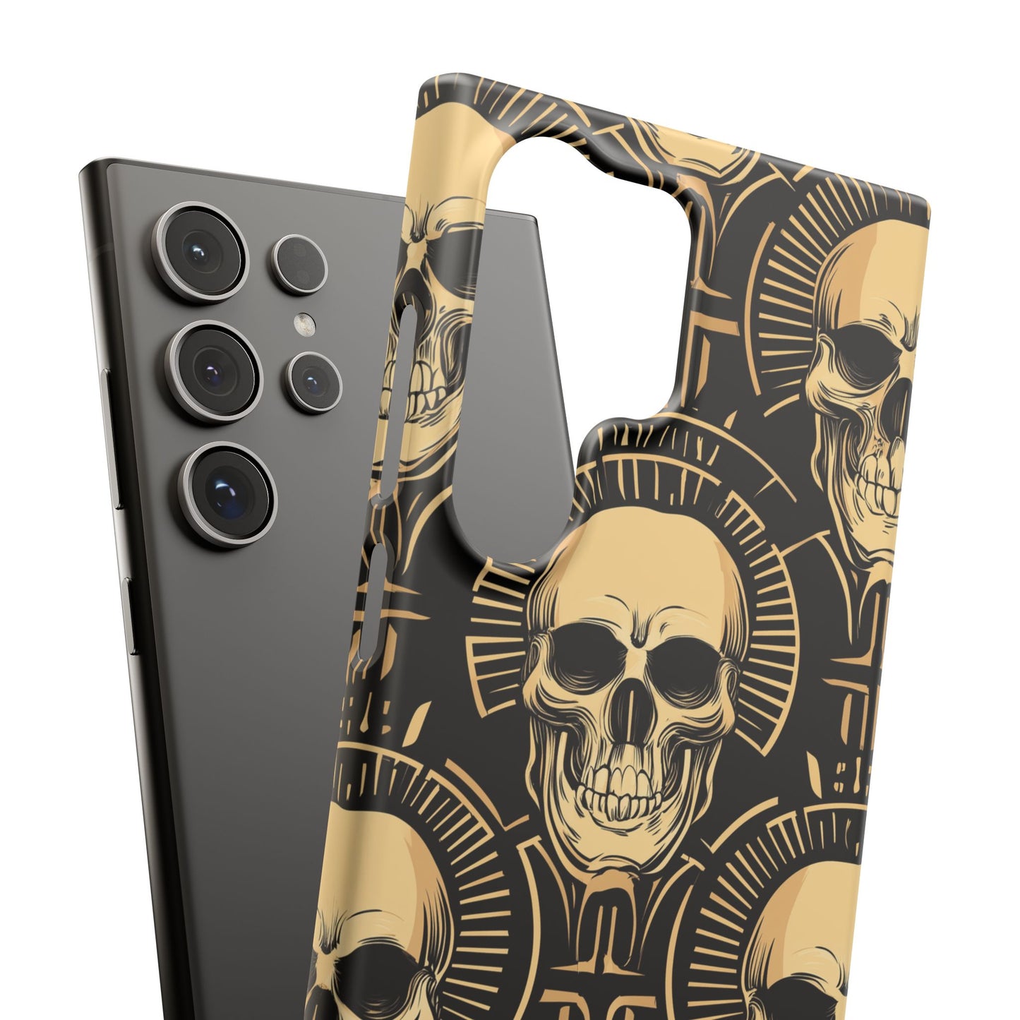 Skull Print Snap Case, Edgy Phone Cover for Goth Lovers, Protective Shell for Halloween, Unique Gift for Him or Her