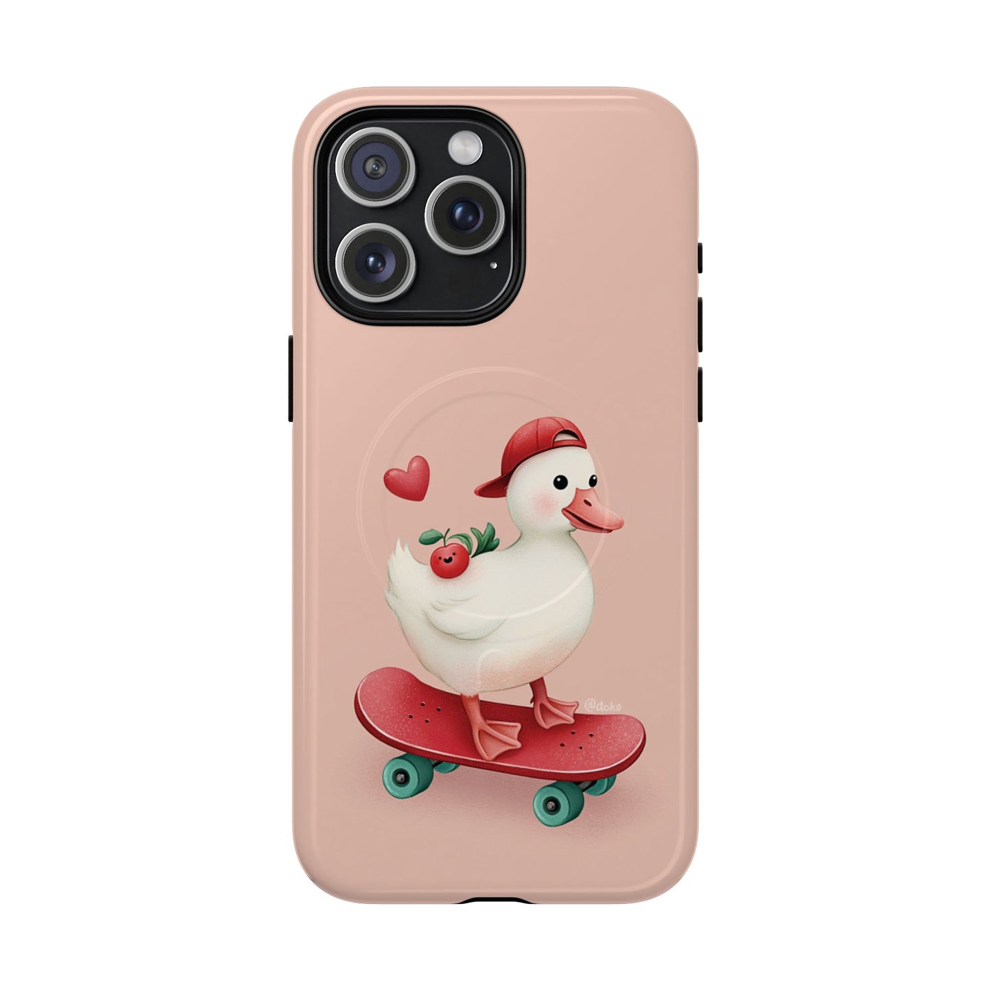 Duck Skateboard Magnetic Phone Case — Cute Pink Protective iPhone Cover