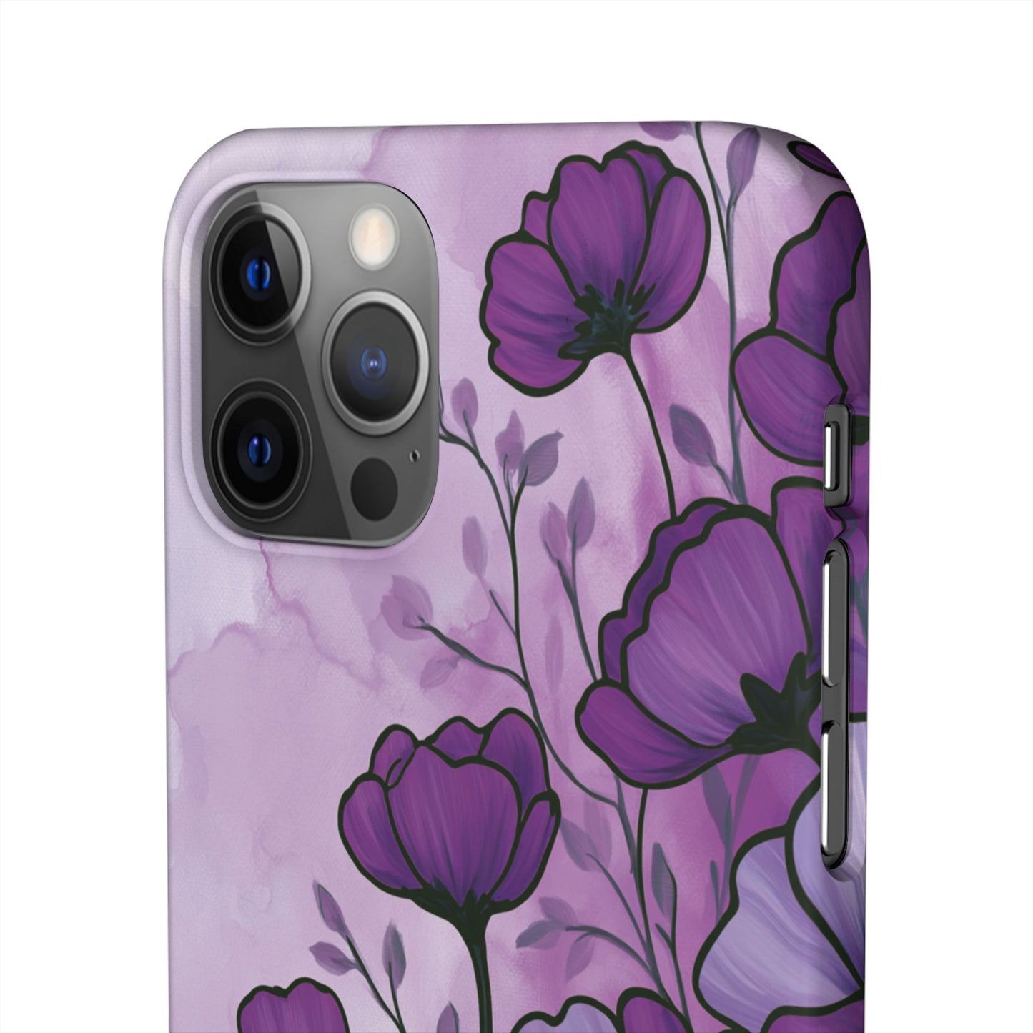 Purple Floral Phone Case – Violet Watercolor Poppy Snap Case