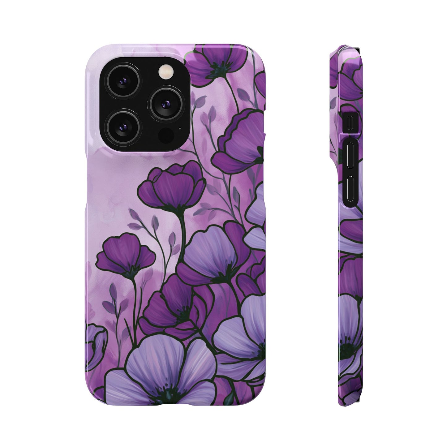 Purple Floral Phone Case – Violet Watercolor Poppy Snap Case