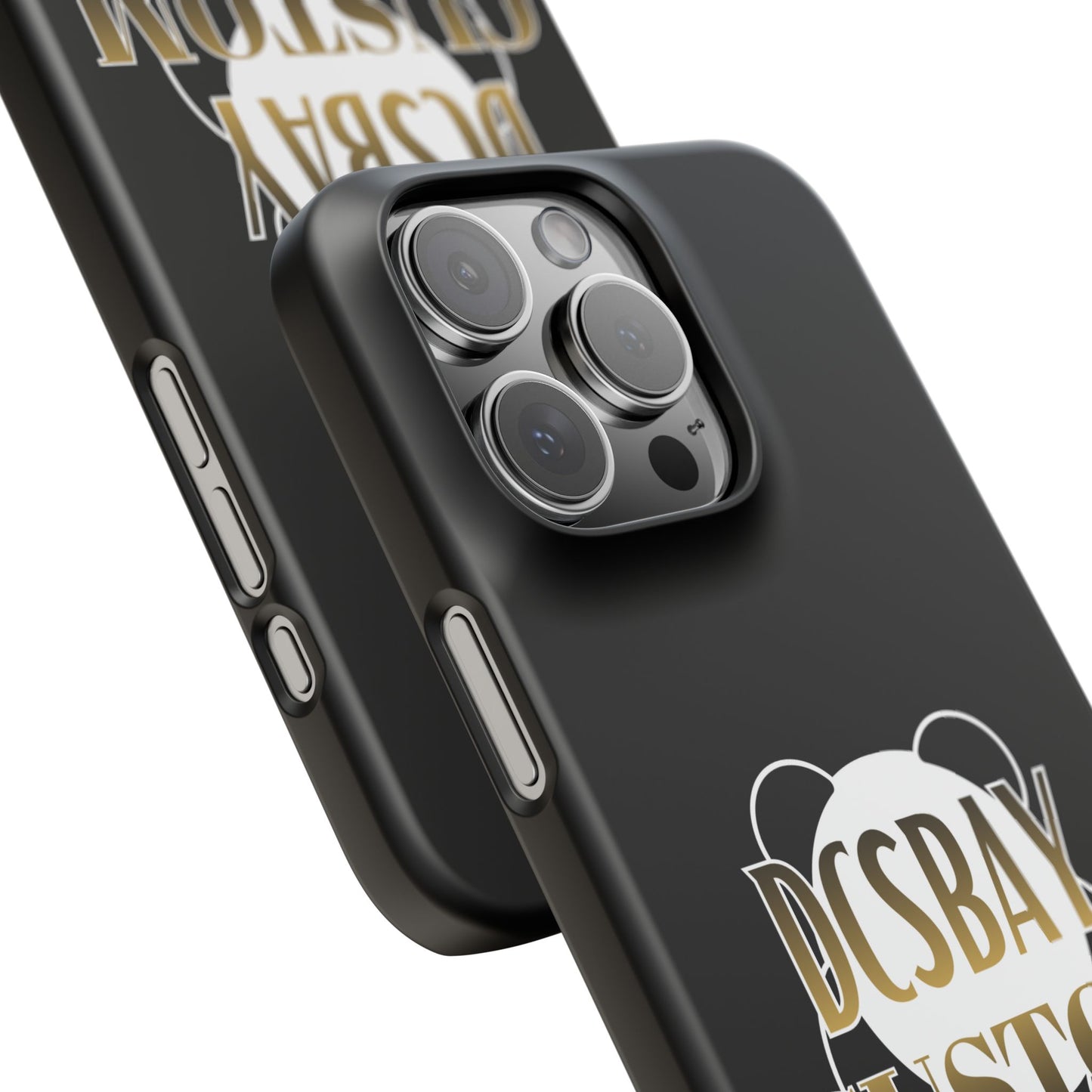 Phone Case — Glossy Black Custom "DCSBAY CUSTOM" Logo Snap Case