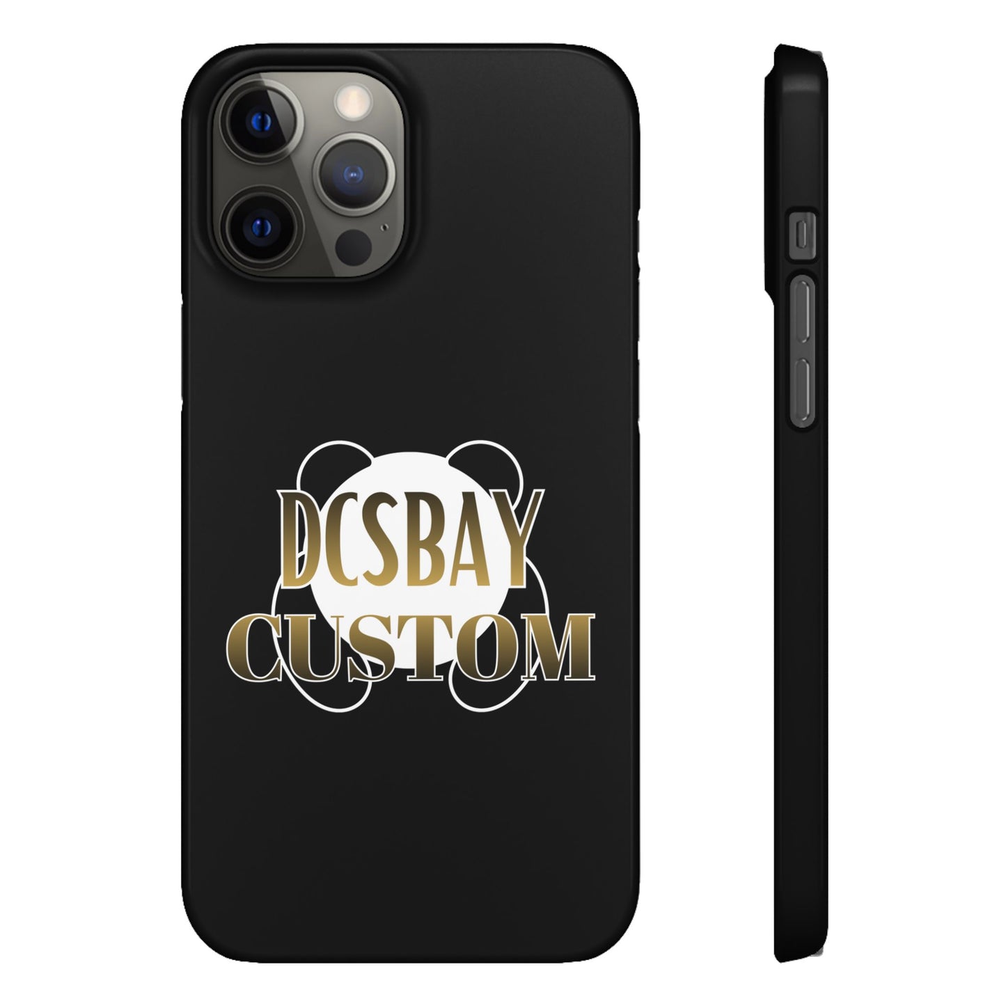 Phone Case — Glossy Black Custom "DCSBAY CUSTOM" Logo Snap Case