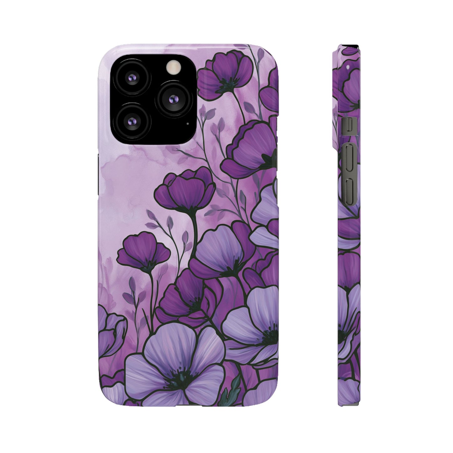 Purple Floral Phone Case – Violet Watercolor Poppy Snap Case
