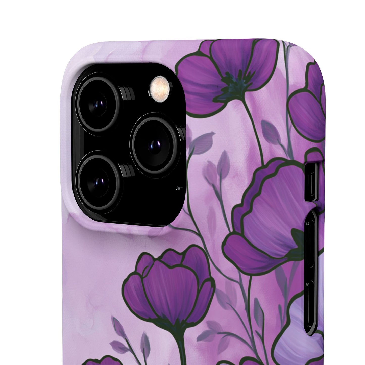 Purple Floral Phone Case – Violet Watercolor Poppy Snap Case