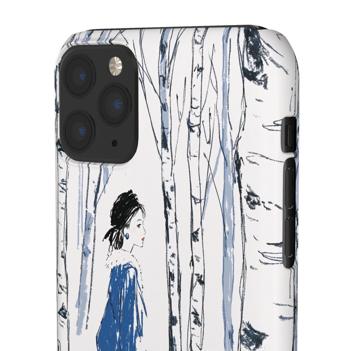 Birch Walk Phone Case — Stylish Blue Winter Illustration Snap Case