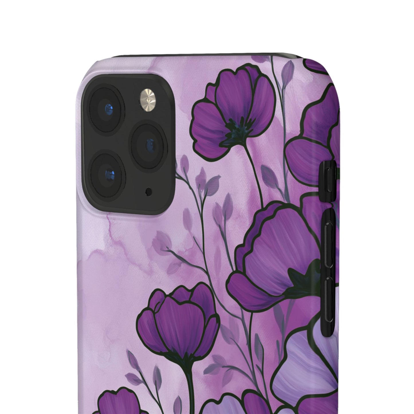 Purple Floral Phone Case – Violet Watercolor Poppy Snap Case