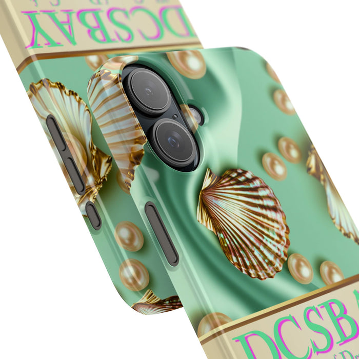 Sea Pearl Shell iPhone and Samsung Snap Casewith 'DCSBAY The Cove of Dream Crafts' Accent