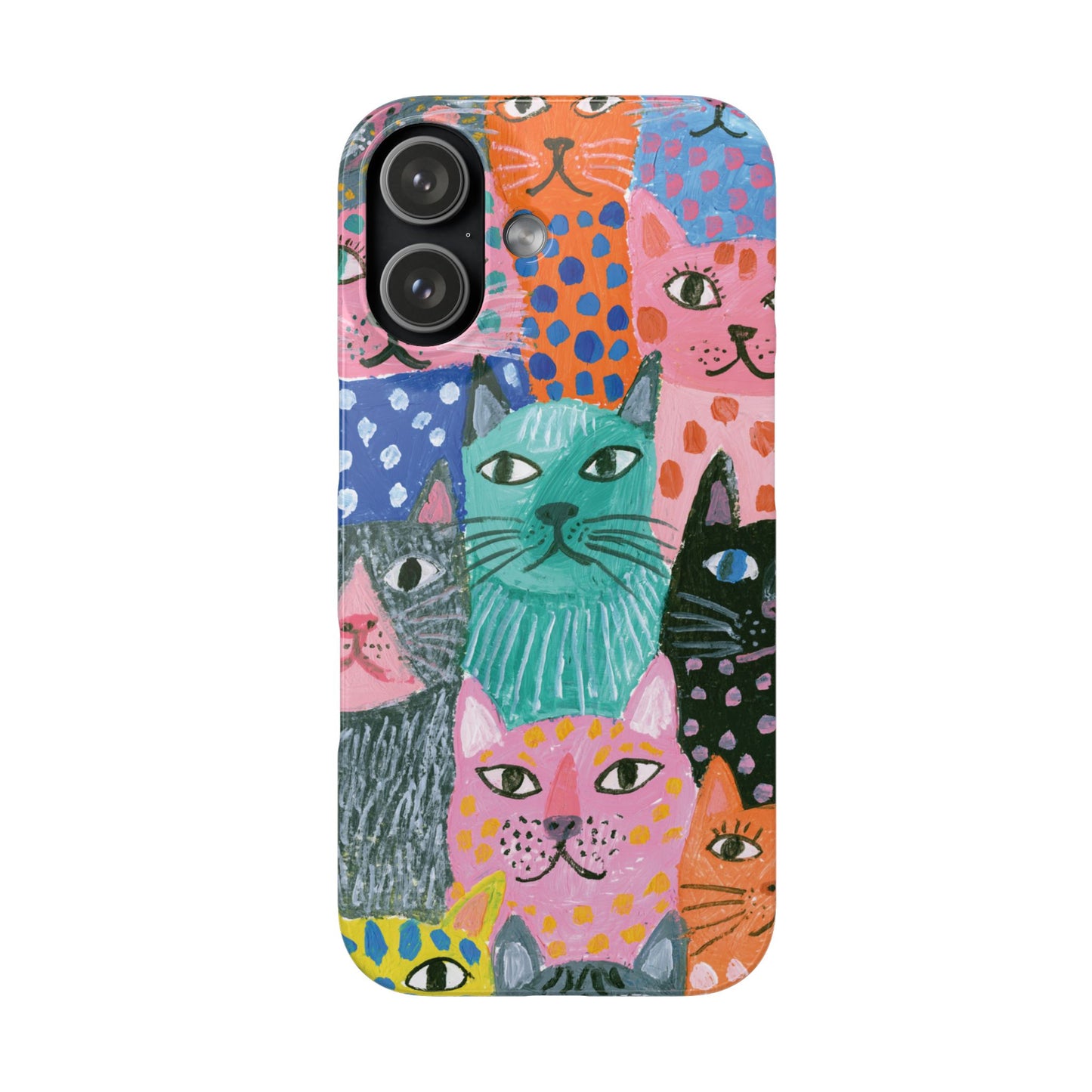 Colorful Cat Pattern Phone Case – Cute Multicolor Kitty Snap Case