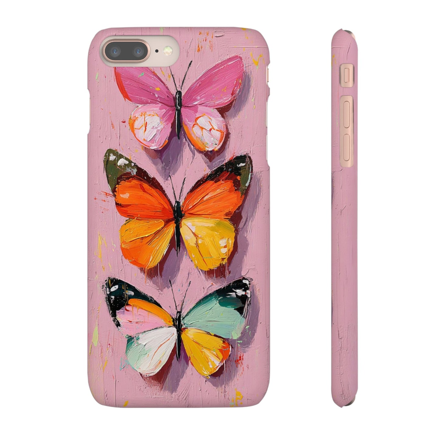 Pink Butterfly Snap Case Cover For iPhone and Samsung