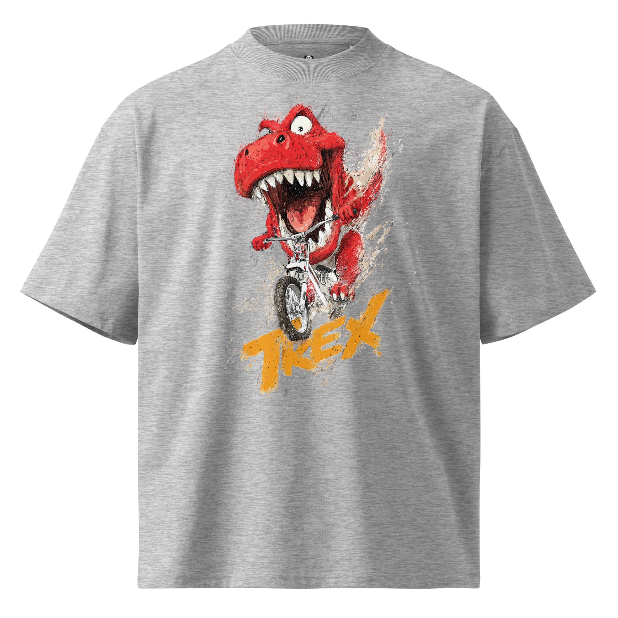 T-Rex Riding a Bike Fun Cartoon Style Tee | Unisex organic